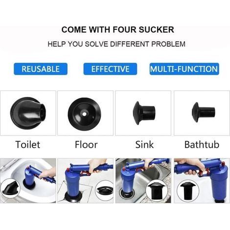 Toilettenpömpel-Set, pneumatischer Abflussreiniger für Waschbecken, Toiletten, Badezimmer, Duschen, Küchen und verstopfte Abflüsse (1/3)