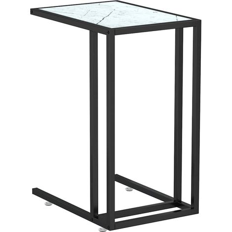 Maison Exclusive - Tavolino per Computer Marmo Bianco 50x35x65 cm Vetro Temperato (1/5)