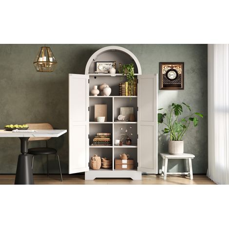 Mobile contenitore alto ad arco, vetrina e buffet, 70 x 35 x 170 cm, MDF, bianco OKMYHOME (1/5)