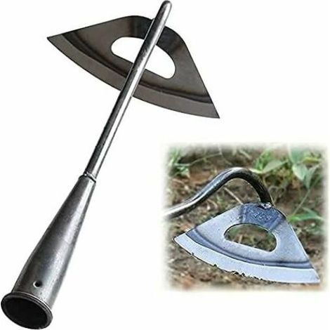 Houe de jardin creuse tout acier durci, long manche, outil de désherbage et ameublissement du sol – DELKEVIC