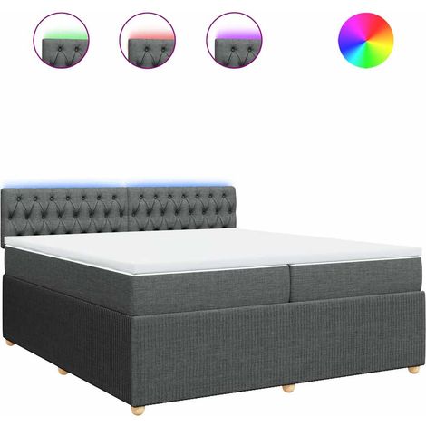 Maison Exclusive - Sommier à lattes de lit avec matelas Gris foncé 200x200cm Tissu (1/5)