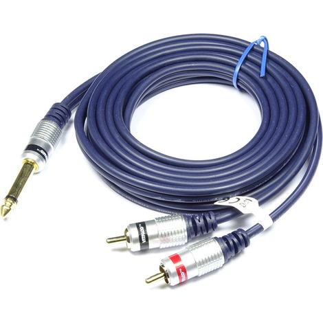 Kabel 6,3-mm-Mono-Klinkenstecker – 2 x Cinch-Stecker MK80 1,0 m