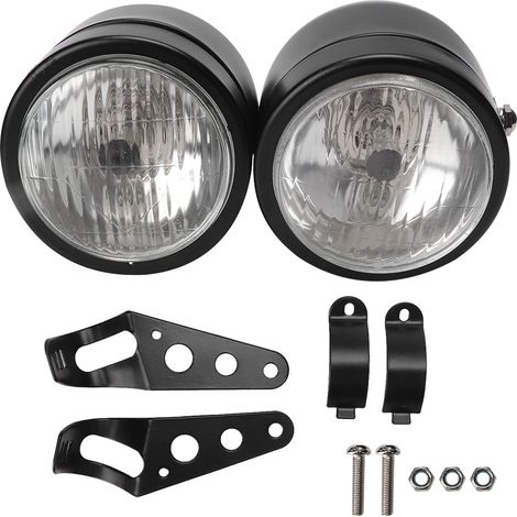 Phare avant double rond de 8,5 pouces pour moto, lampe noire et blanche (1/5)