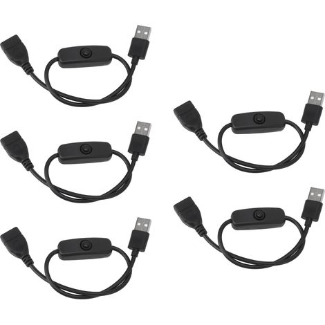 Lot de 5 Câble extension USB, Interrupteur marche arrêt, Connecteur mâle femelle, PVC durable, Pour enregistreur conduite et LED (1/5)