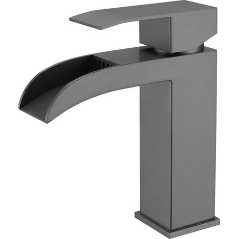 Grifo de lavabo empotrado en acero inoxidable 304, revestimiento PVD, color gris (1/5)