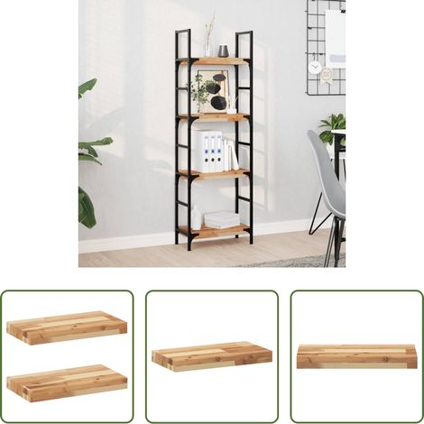Bois d'acacia -  Étagères flottantes 2 pcs 60x20x4 cm acacia massif à l'huile (1/5)