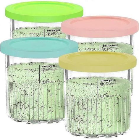 pour Ninja CREAMi Deluxe Pints (lot de 4), récipients de rechange de 710 ml (24 oz) pour sorbetière et dessert glacé Ninja Creamy NC501/NC500. (1/5)