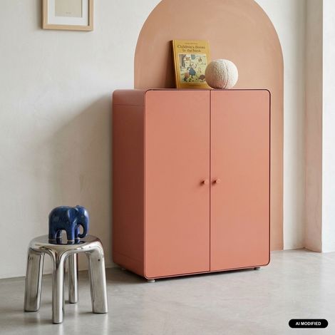 sweeek - Commode armoire métal 2 portes terracotta - Tribeca (1/5)