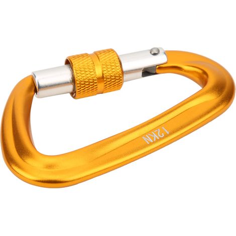 Mousqueton porte-clés 12KN pour escalade en extérieur, avec boucle de verrouillage automatique, idéal pour le camping et l'alpinisme (doré) (1/5)
