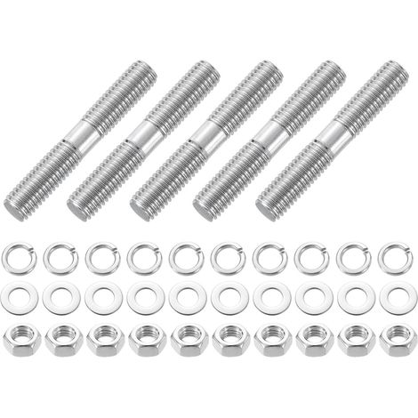 5pcs Tiges Filetées Double Extrémité, M8x50mm Boulons Tige Filetée en Acier Inoxydable 304 Filetage à Double avec Écrous Rondelle Plate et Frein, Goujon Fileté pour Serre-Joints (1/5)