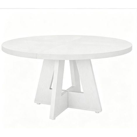 Table à manger ronde en bois style ferme 120 cm de diamètre (1/5)