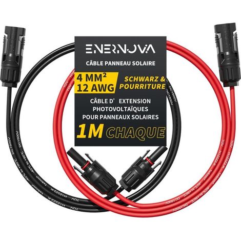 Cavo Solare 4mm2, Cavo del Pannello Solare 1/2/3/5/8/10/12/15/18/20M, IP67 Impermeabile, Cavo di prolunga, Cavo Solare connettore Maschio e Femmina per il Pannello Solare(4mm2 1M) (1/5)