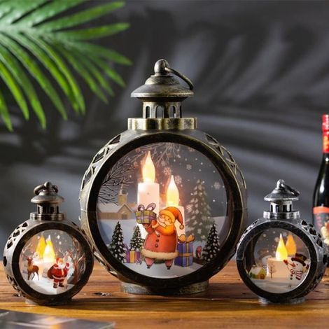 1 Guirlande lumineuse LED, motif Père Noël et élan, décoration intérieur, bureau, maison, bronze (1/4)