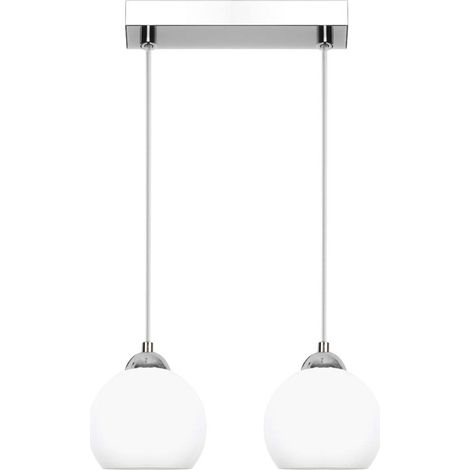 Lámpara colgante de techo cromada, pantalla blanca moka plateada 13-678