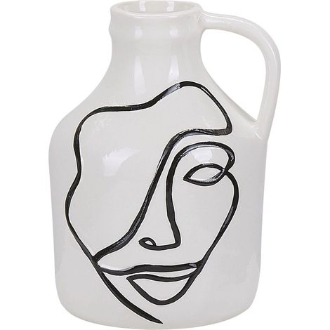 Blumenvase AGRINION Steinzeug 19 cm Weiß