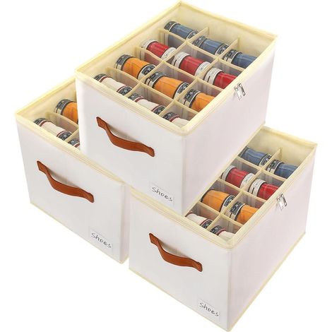 Schuhaufbewahrung Organizer Schuhboxen 36 Zellen 3 Stück Weiß (1/5)