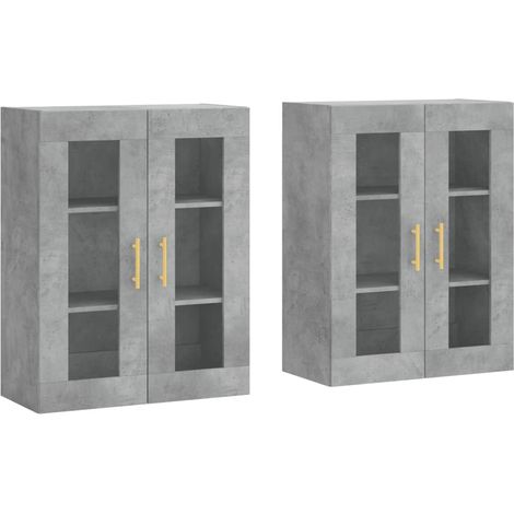 Maison Exclusive - Armadietti a Parete 2 pz Grigio Cemento in Legno Multistrato