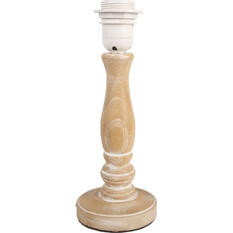 Pied de lampe de table en bois marron au style rustique et romantique Ø 16 x 28 cm - PANGIVO (1/2)