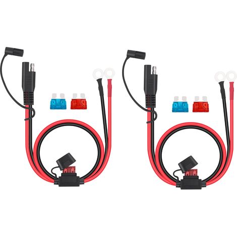 Lot de 2 connecteurs de batterie SAE SAE coupent rapidement la fiche dans le fusible à borne annulaire de 12 V qui convient pour le chargement de motos, tracteurs, voitures, etc (1/5)