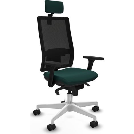 Horna sincro malla negra similpiel verde botella brazos 3D base blanca cabecero 2D ruedas 65mm nailon (1/5)
