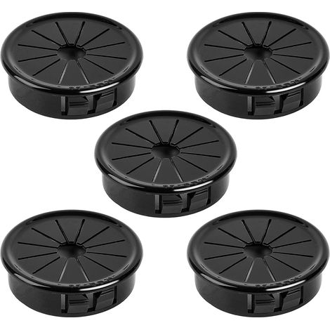 Lot de 5 œillets de câble de 38 mm Œillets de bureau à boucle noire pour la gestion des câbles et cordons (1/5)