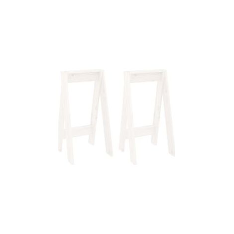 Tabourets lot de 2 blanc 40x40x75 bois massif de pin (1/5)