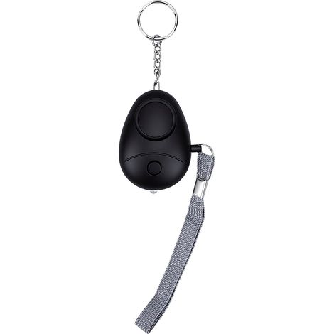 Alarme de sécurité personnelle porte-clés d'autodéfense d'urgence 130 dB avec lumières LED pour femmes, enfants et personnes âgées (noir) (1/5)