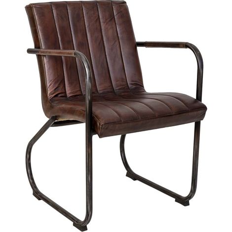 Sillón de cuero marrón 50x56x87h cm