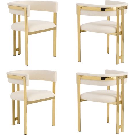 Set 2 sedie da pranzo in chenille beige oro OKMYHOME (1/2)