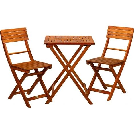 Set da giardino: tavolo da bistrot in legno + 2 sedie (1/5)