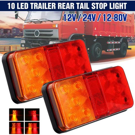 1 Paire Feu Arrière LED 12V, Étanche ABS, Clignotant Stop pour Camion Remorque Caravane (1/5)