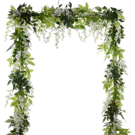 Lot de 4 Guirlandes de Glycine Artificielle 2 m – Fleurs en Soie Retombantes, Décoration Jardin, Maison, Mariage, Arche (1/5)