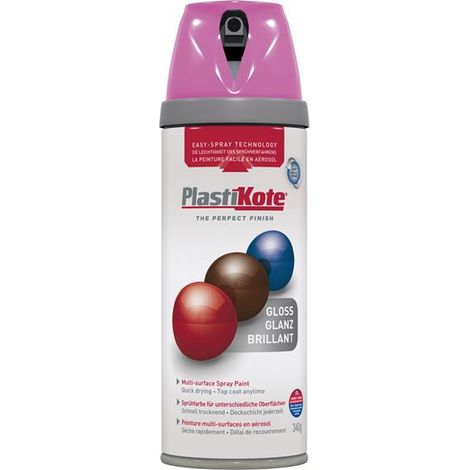 PlastiKote Twist & Spray Gloss Pink Burst Aerosol Paint - 400ml