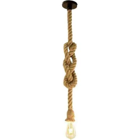 Lustre Corde Suspension Industrielle Corde Luminaire Corde Lustre Industriel Corde de Chanvre Luminaire Plafonnier 150CM (1/5)