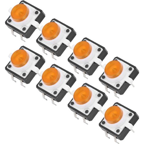 20 Stück 12x12x7,3 mm taktile Drucktaster mit LED-Beleuchtung, gelb (1/5)