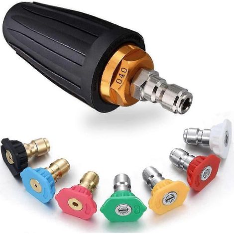 Buse turbo rotative pour nettoyeur haute pression avec raccord rapide 1/4", buse de nettoyage haute pression 4000 PSI, avec plusieurs buses à 7 degrés (1/5)