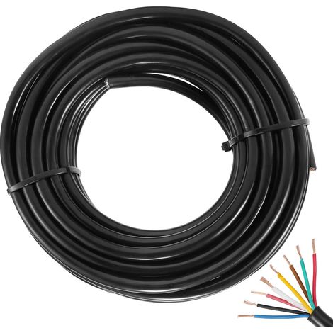 Câble 8 Fils 7x0,5 mm²+1x1 mm² 12V 24V - Extension pour Voiture, Remorque, Caravane - 10M Rond (1/4)