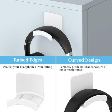 Support adhésif universel pour casque audio, crochet de bureau, support pour la plupart des casques et manettes, lot de 2 (1/4)