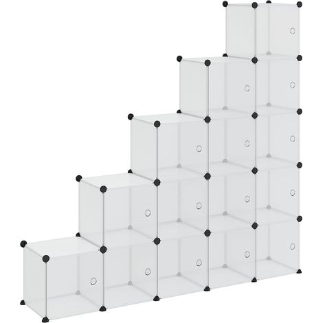 vidaXL Organizador de cubos de almacenamiento con 15 cubos y puertas, PP transparente (1/2)