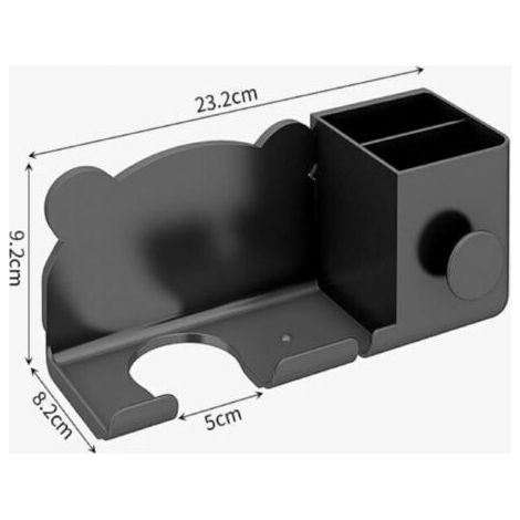 (Black) 1 Pcs Hair Dryer Holder, with Socket Holder and Storage Space, Wall Mounted Hair Dryer Holder, for Bathrooms, Bedrooms and Hotels (1/5)