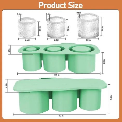Moules à glaçonsMoule à glaçons en silicone pour Stanley 20-40 oz, design cylindrique creux avec 3 compartiments, vert menthe, 1 pièce. (1/5)