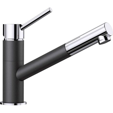 Les Tendances – Mitigeur de cuisine avec douchette extractible – Finition anthracite/chrome – Bec pivotant 120° – Compatible éviers Silgranit (1/10)