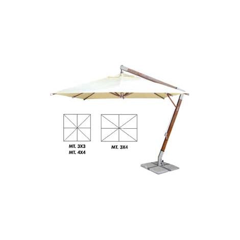 Ombrellone In Legno Pesante Decentrato Con Manovella - cm.300x300 palo mm.93x93 a 8 stecche col. avana