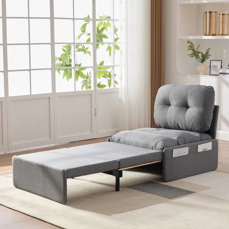 fauteuil salon convertible couchage compact lin gris OKMYHOME
