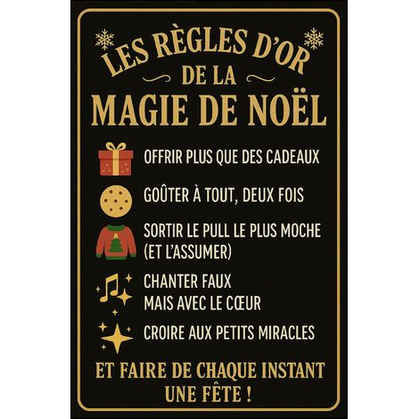 Plaque en métal les règles dor de la magie de Noël (1/2)