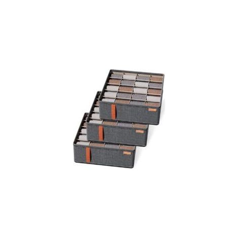 Lot de 3 boîtes de rangement pour chaussettes à 20 cellules, organiseurs de tiroirs, sous-vêtements, système de rangement pour vêtements, sous-vêtements, cravates, tri de chaussettes (1/5)