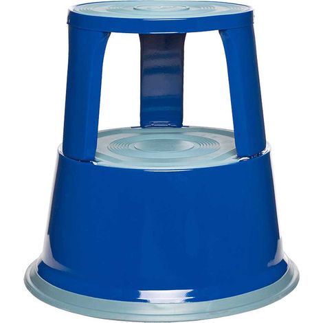 BRB Rollhocker aus Stahlblech, 3 Lenkrollen, Höhe 430 mm, Tragkraft 150 kg (blau)