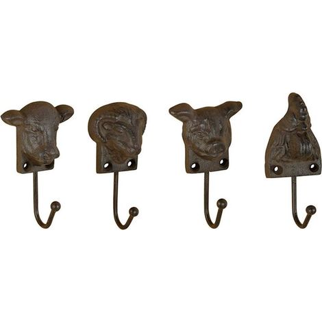 GANCIO APPENDINO A FORMA DI TESTA ANIMALE DELLA FATTORIA ASSORTITO
