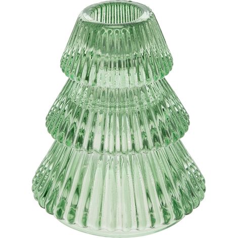 Photophore forme sapin H.10cm verre vert - Atmosphera créateur d'intérieur