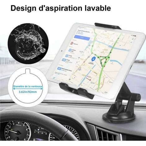 Support Tablette Voiture Universel pour Pare-Brise avec Ventouse pour Samsung Galaxy/iPad Pro/Air, iPad/iPad Mini/iPhone(4" - 10.1") (1/4)